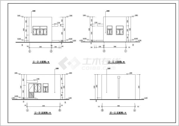 天津某厂区一层门卫室全套建筑设计施工图-图二