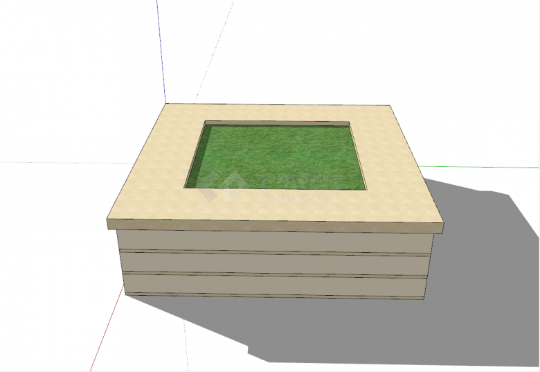 简欧现代条形方形树池su模型-图二