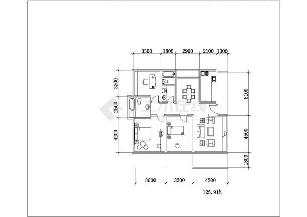 按面积分好类的小区住宅户型布置图-图一