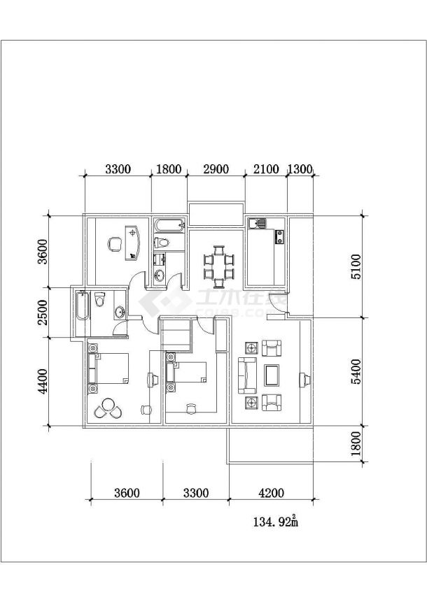 按面积分好类的小区住宅户型布置图-图二