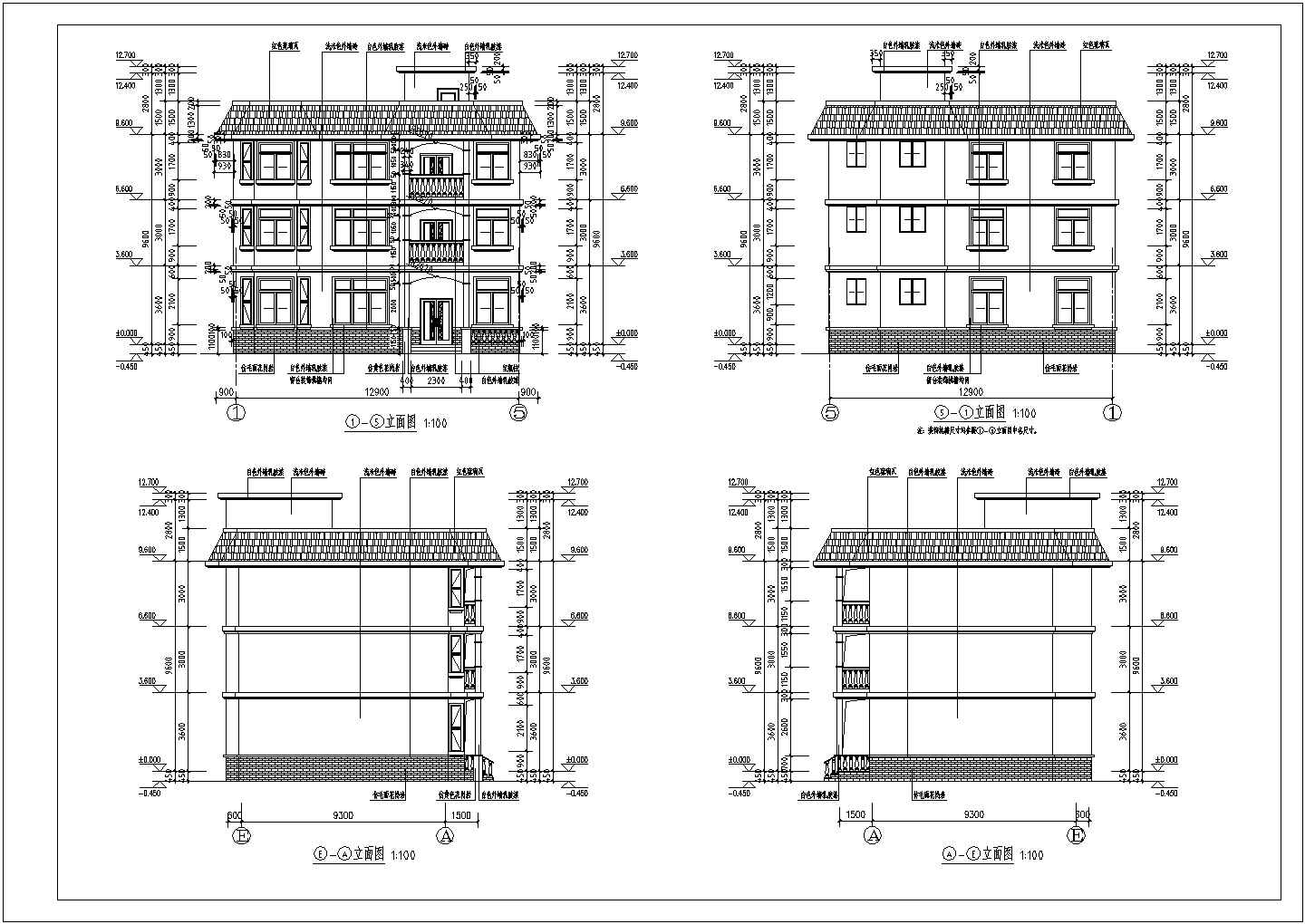 农村舒适三层经济型房屋建筑设计施工图