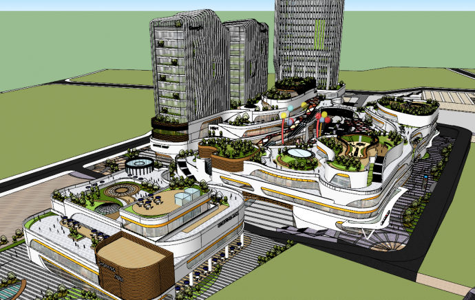 广业商业综合体建筑办公楼su模型_图1