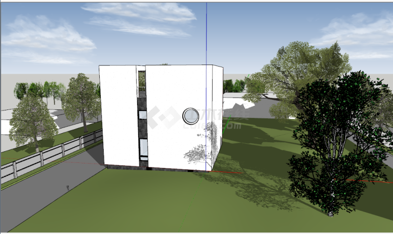 小型现代简约办公楼建筑su模型-图一