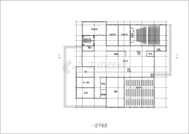 学生课题设计某大学图书馆建筑设计图-图一