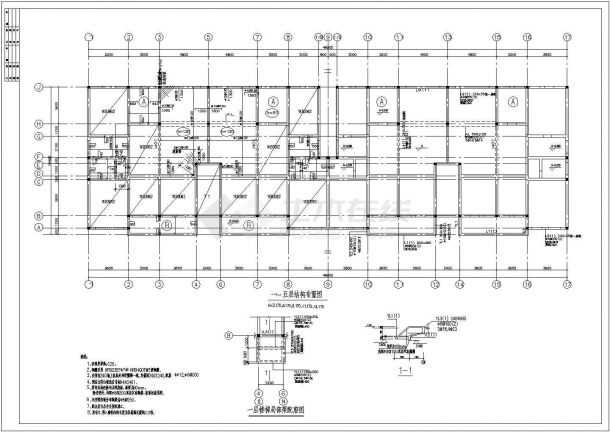 江西某六层学生宿舍楼结构设计施工图-图二