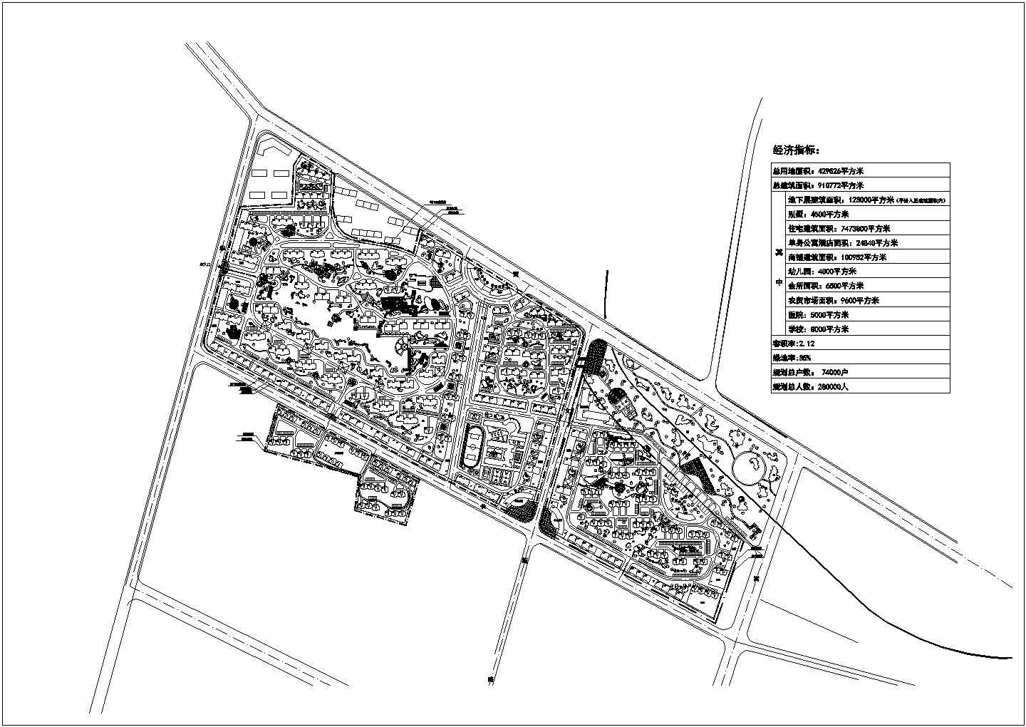 花湖小区的总规划设计建筑总平面图