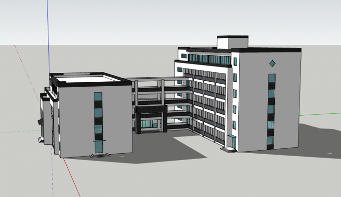 现代综合楼建筑办公楼su模型_图1