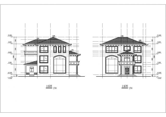 某小区三层小别墅建筑方案设计图纸_图1