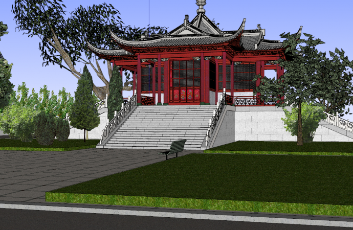 中式古典风格大型古建筑su模型_图1