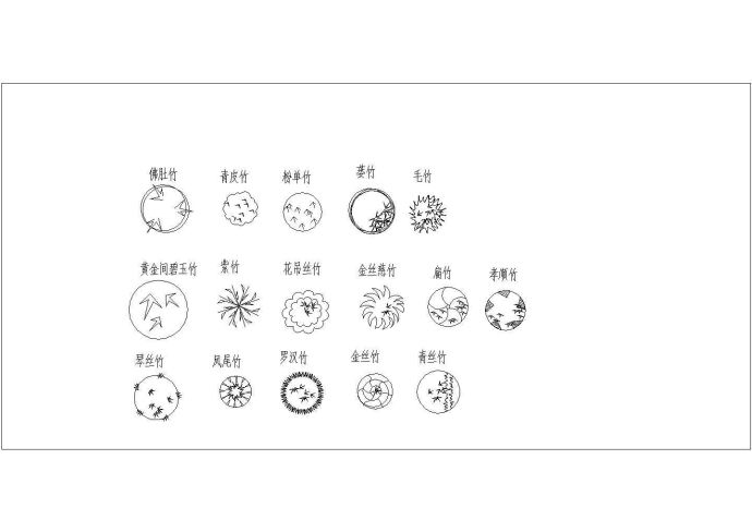 很全的南方植物乔灌木CAD平面图块_图1