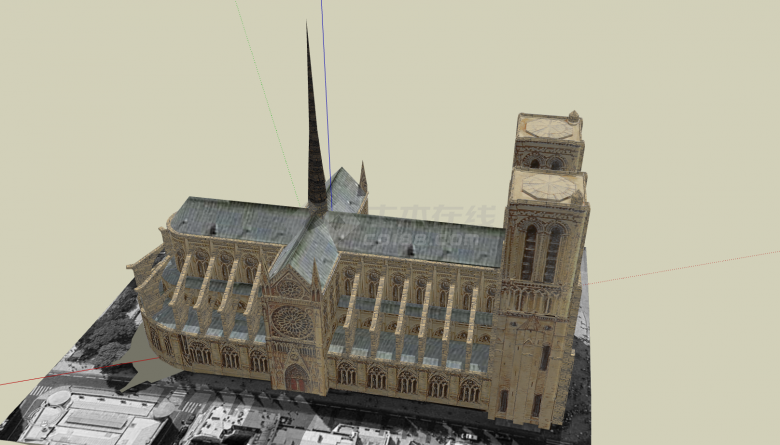 法国巴黎圣母院建筑SU模型-图一