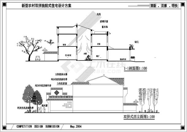新型农村双拼独院式住宅建筑设计方案图-图二