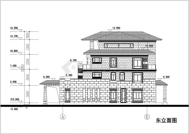 某地区4层剖屋顶别墅建筑设计方案-图一