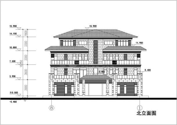 某地区4层剖屋顶别墅建筑设计方案-图二
