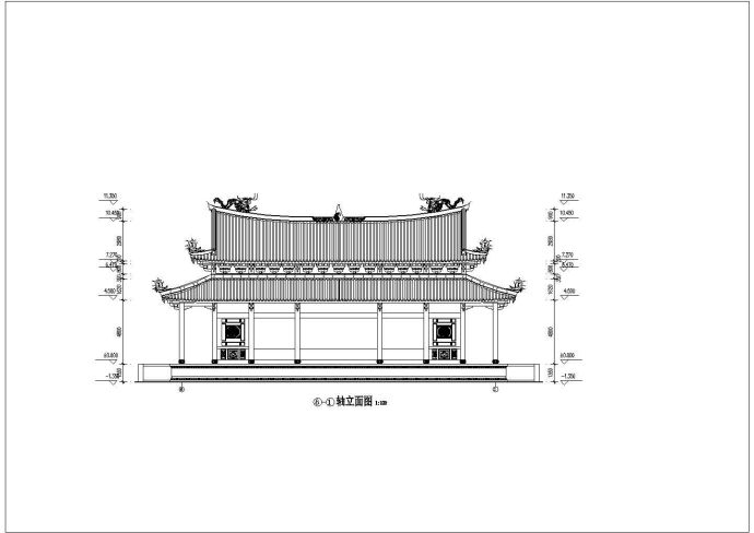 某地重檐歇山顶九脊殿古建建筑设计施工图_图1