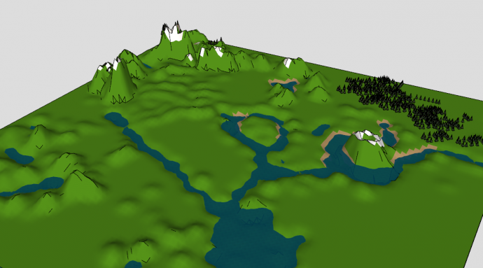 生态自然山地湖泊植物风景su模型_图1