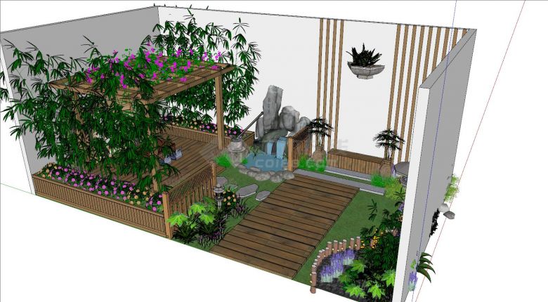 中日式庭院景观SU模型-图二