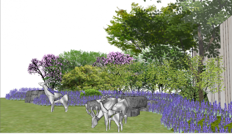 有紫色花的景观植物组合su模型-图二