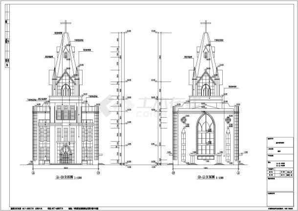 某地3层哥特式教堂建筑设计施工图纸-图二