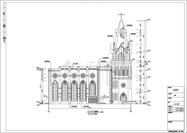 某地3层哥特式教堂建筑设计施工图纸