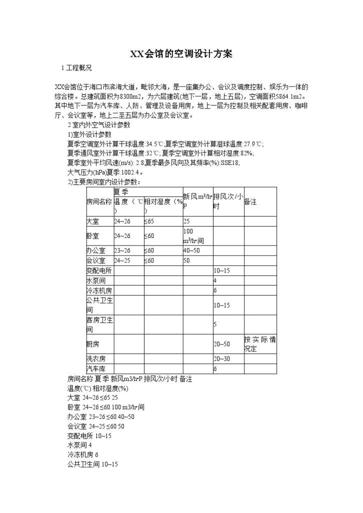 海口某会馆的空调设计方案-图一