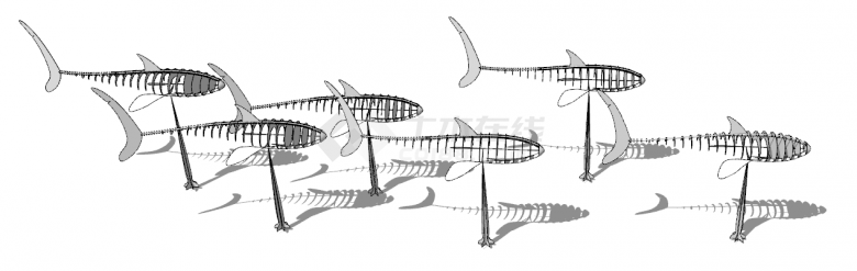 现代鱼古立体雕塑的精美海洋生物su模型-图二