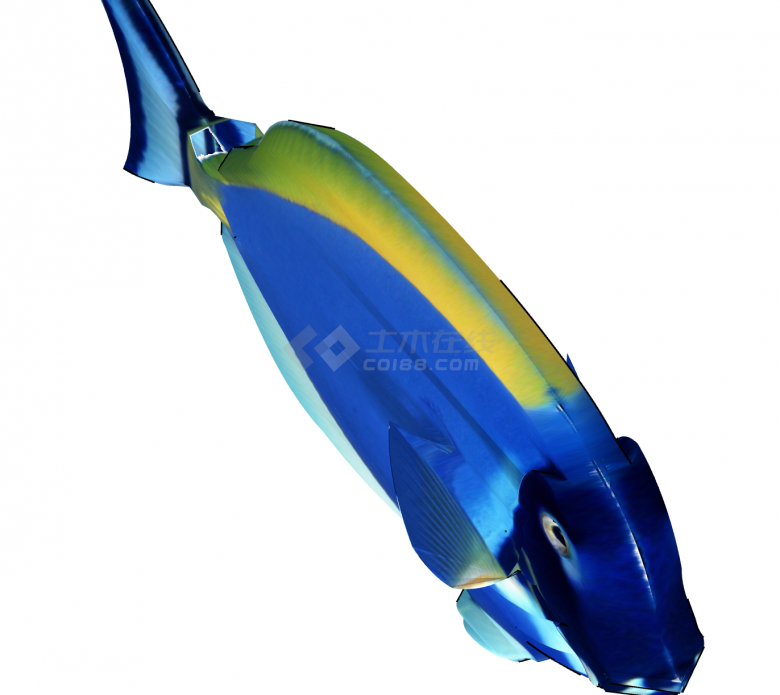 克莱因蓝现代鱼雕塑小品海洋生物SU模型-图一