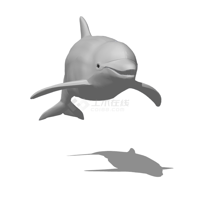跳跃的灰色的海豚鱼雕塑的小品海洋生物su模型-图二