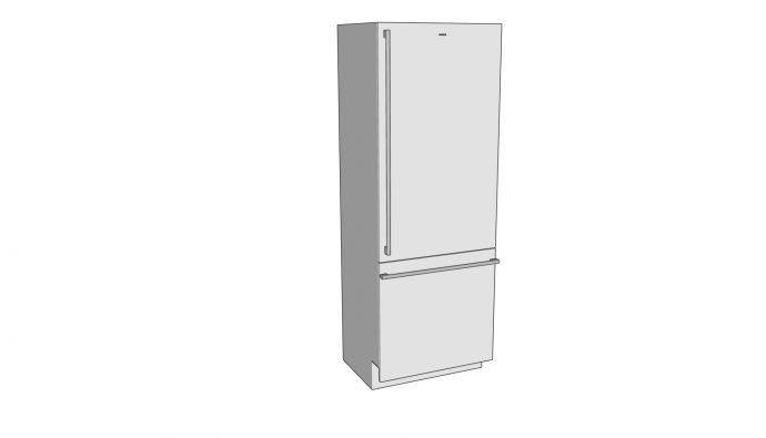 白色嵌入式冰箱厨房电器su模型_图1