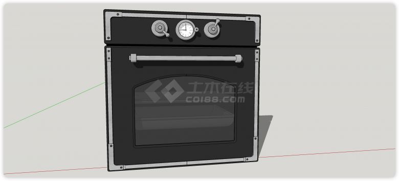 黑色嵌入式烤箱厨房电器su模型-图二
