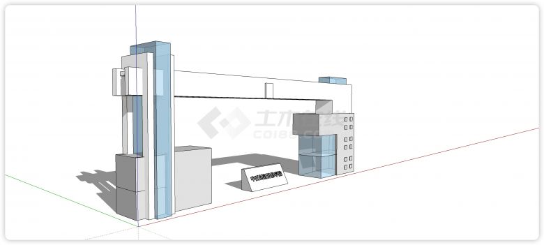 进修学院厂区学校大门入口su模型-图二