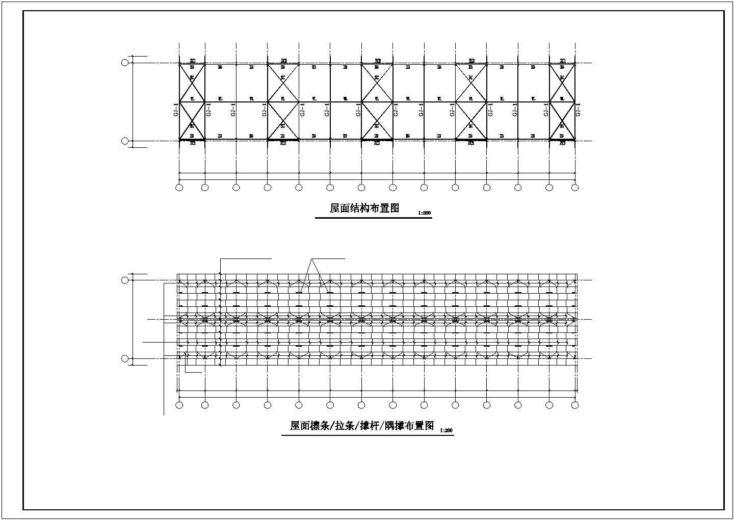 钢结构停车棚平面CAD套图