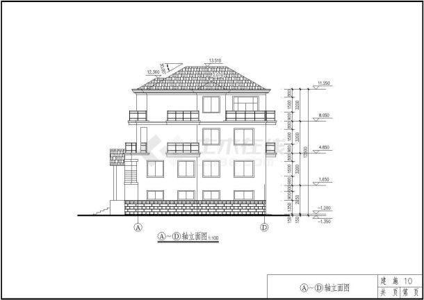 某小区带地下车库三层别墅建筑设计施工图-图一