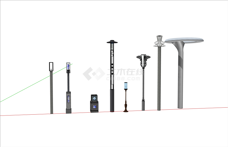 新颖现代风格室外灯集合su模型-图一