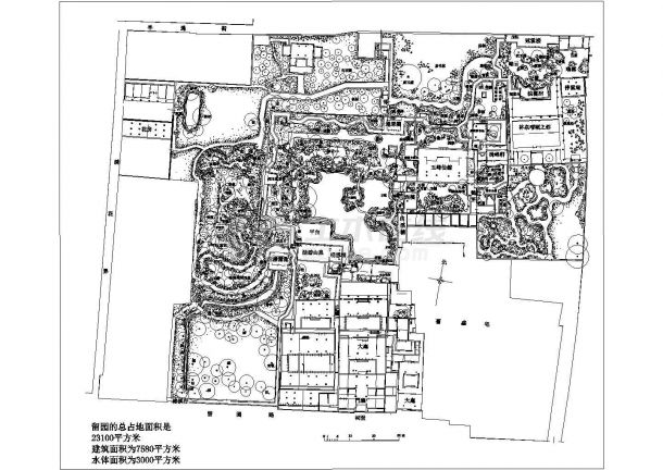 苏州五个古典名园CAD平面图（效果图）-图一