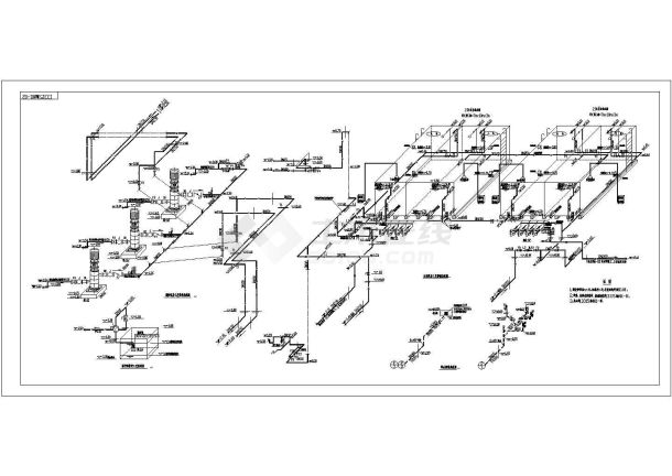某地区大型小区水泵房生活及消防管道平面及系统图-图二