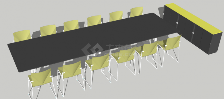 12人会议桌的su模型设计-图二