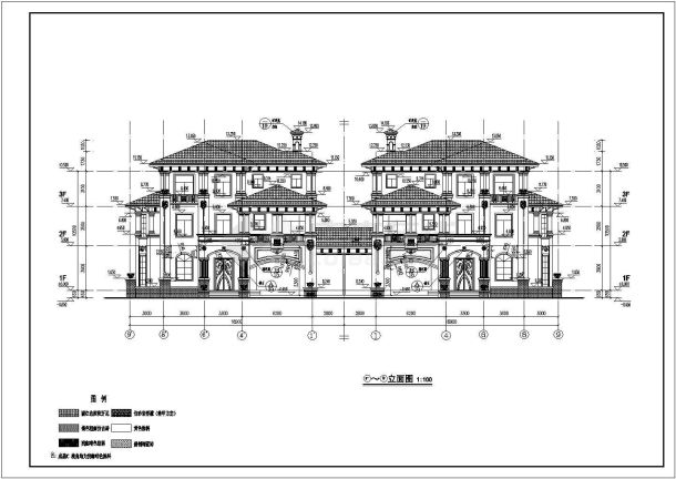 某地3层框架结构现代欧式别墅建筑施工图-图一