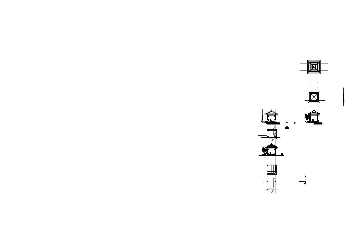 某小区正方形方尖顶木制景观休息亭施工图