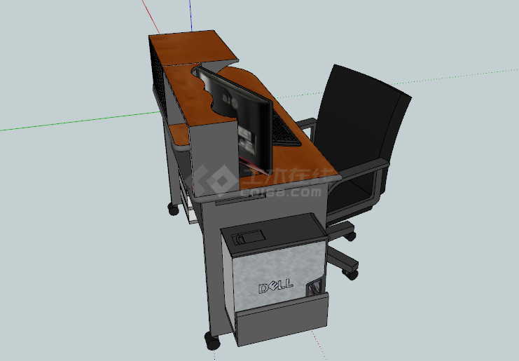 办公电脑桌椅SU模型设计-图二