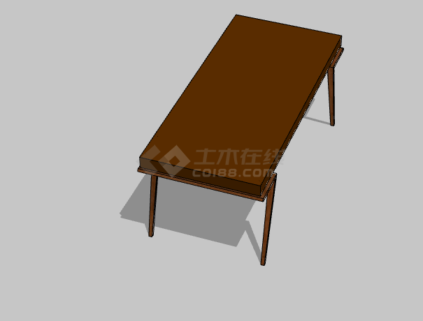 褐色现代办公室桌子su模型-图二