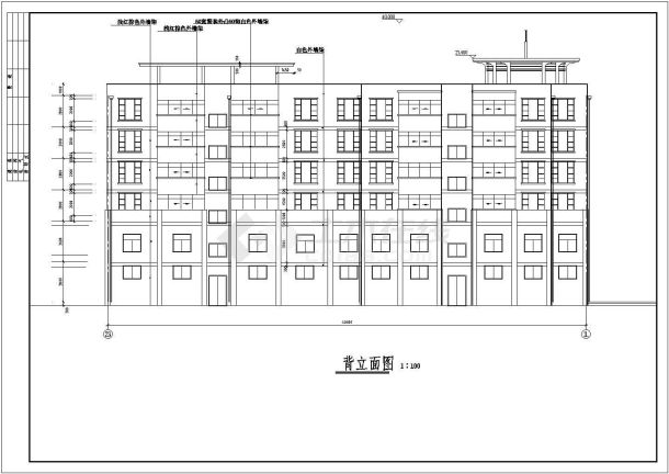 某地区六层砖混结构商住楼建筑设计施工图-图二