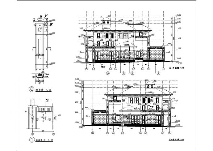 某地区三层联排别墅建筑设计施工图_图1