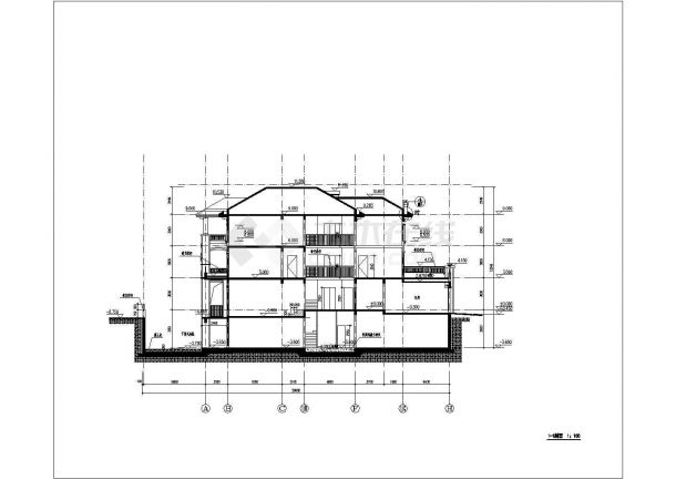 某地区三层联排别墅建筑设计施工图-图二