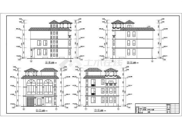 某地区三层剪力墙结构别墅建筑设计施工图（带地下室）-图一