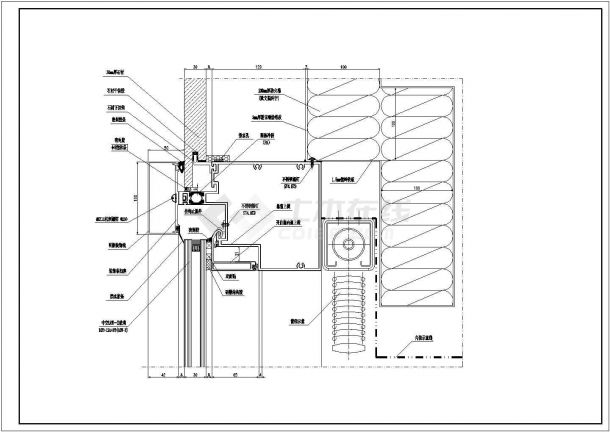 单元玻璃幕墙与石材、铝板节点详图设计-图一
