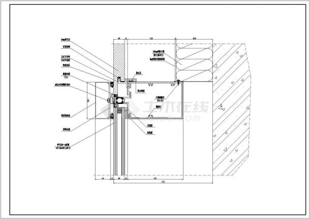 单元玻璃幕墙与石材、铝板节点详图设计-图二