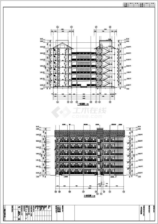 某地六层框架结构中学学生宿舍建筑施工图-图二