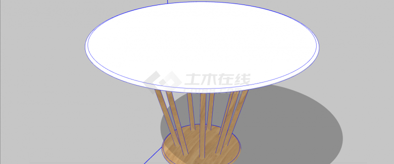 木质白色圆形办公室桌子su模型-图二