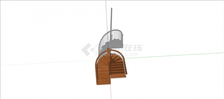 螺旋式木质楼梯su模型-图二